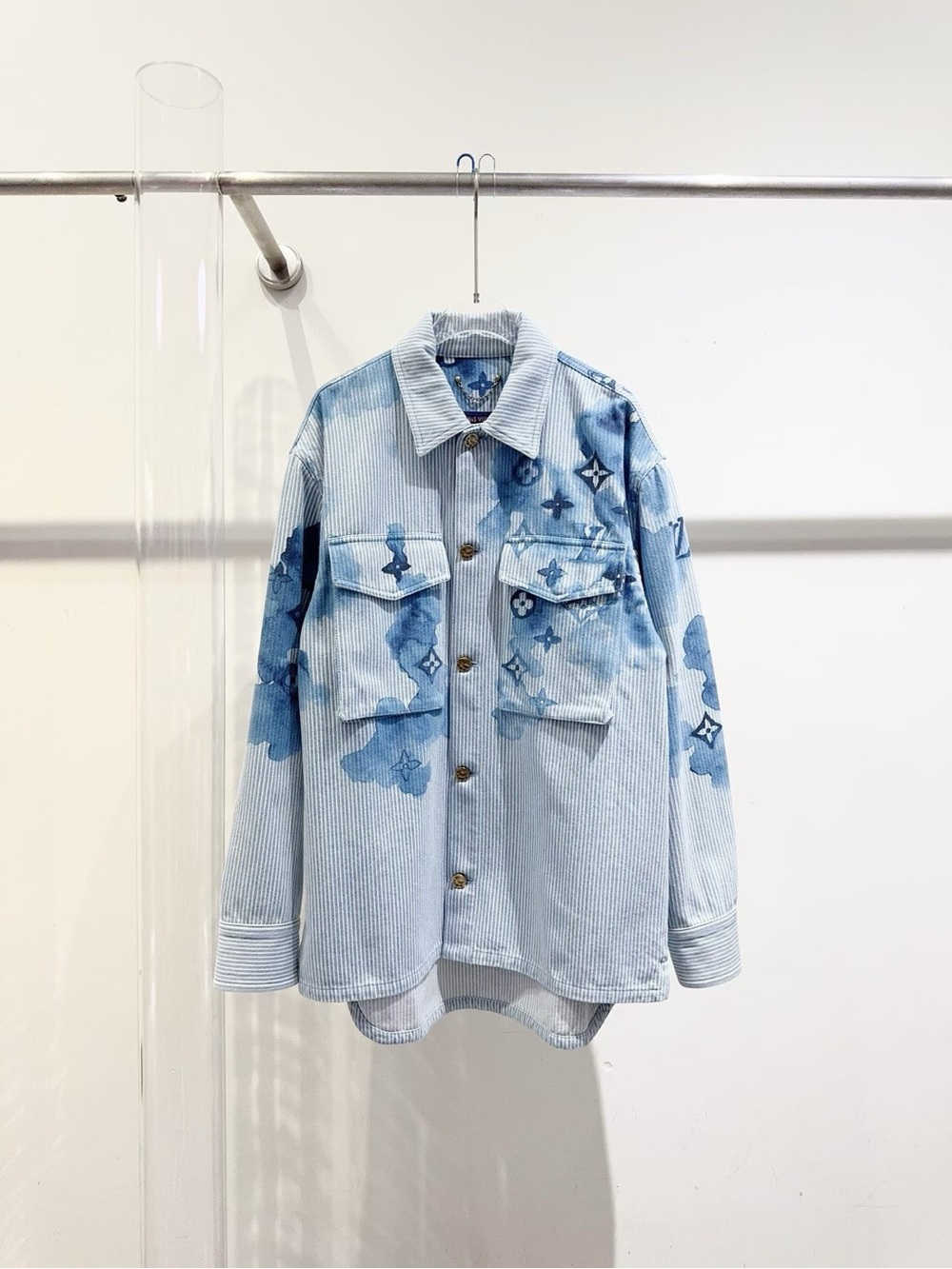 Louis Vuitton Light Blue Denim Jacket with Blue Monogram Accents